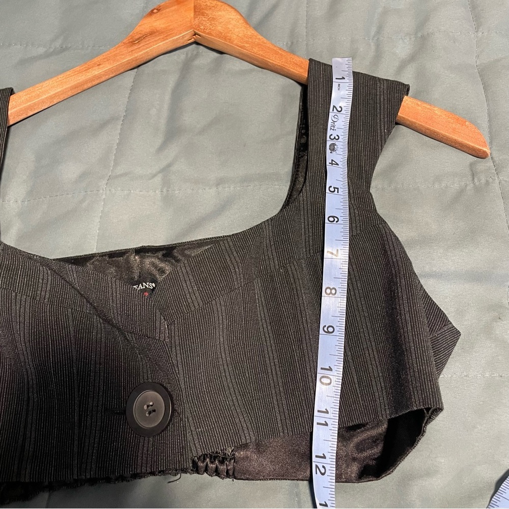 Y2K Guess Bra Top Med Black Club Office Siren Pinstripe Acubi Contemporary Glam - Picture 13 of 14